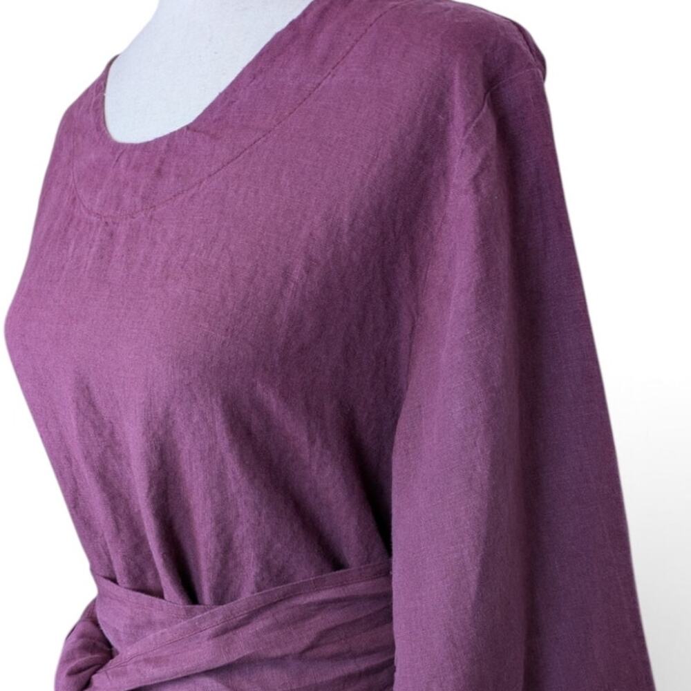 LEN OK BRAND 100% Linen Dress w/ Self Wrap Linen Tie and Side Pockets - XXL - Picture 8 of 15